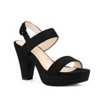 thumbnail image 1 of BLISSFUL STEP Women Platform Slingback Block Heeled Sandals Black 7, 1 of 6