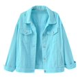 thumbnail image 1 of 2025 Veste en Denim pour Femmes Décontractée Colorée Unie Style Co Taille Grande Poche Bouton Veste Légère pour Femmes Manteau en Denim Veste Courte pour Femmes Robe pour Femmes, 1 of 7