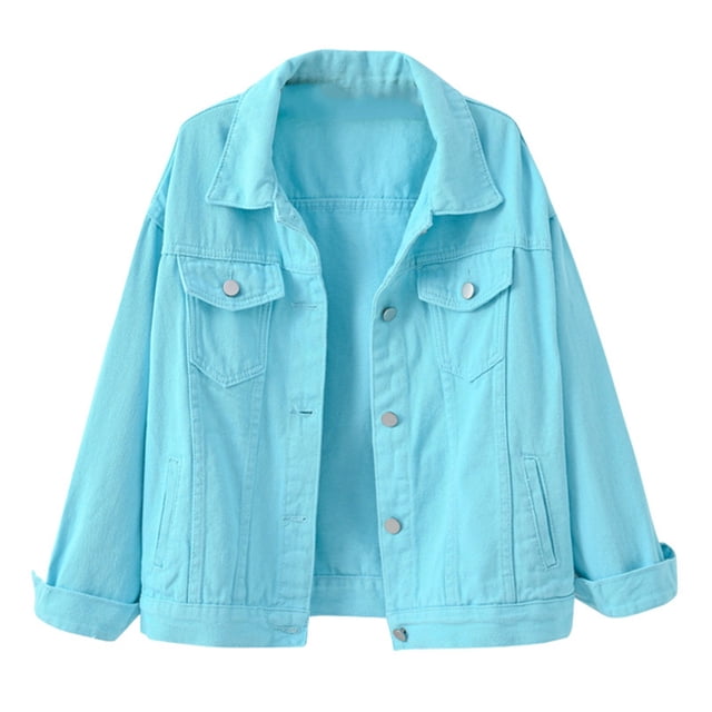 2025 Veste en Denim pour Femmes Décontractée Colorée Unie Style Co Taille Grande Poche Bouton Veste Légère pour Femmes Manteau en Denim Veste Courte pour Femmes Robe pour Femmes
