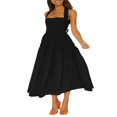 thumbnail image 1 of Robe Maxi Plissée d'Été pour Femme, Col Licou, Sans Manches, Robe Soleil, Dos Croisé, Fluide, Maxi Longue, 1 of 6