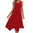 thumbnail image 1 of Ovzne Robes pour Femmes 2025 Robe Robes pour Femmes Sans Manches Col Rond à Cordon Décontractée à Volants Ligne A Mini-Robe Robe de Printemps Liquidation, 1 of 7