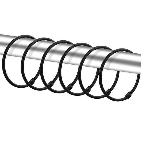 Dznils Rustproof Round Metal Shower Curtain Hooks Rings, Black, Set of 24