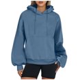thumbnail image 1 of MeetoTime Women's Hooded Sweatshirt Fall Basic Long Sleeve Solid Color Hoodie Pullover with Pocket, 1 of 6