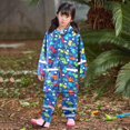 thumbnail image 2 of Children‘s Boys Girls Dinosaur Rainbow Printed Button Rain Jacket Hooded Windproof Raincoat, 2 of 7