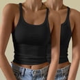 thumbnail image 2 of Timegard Camisoles 2 Pcs pour Femmes Col Rond Côtelé Sans Manches Ajusté Court Haut Décontracté Sortie Camis, 2 of 6