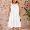 thumbnail image 2 of Penkiiy Robe d'Été Sans Manches pour Femmes, Dos Nu, Décontractée, Ligne A, à Volants, Robe de Plage, Vacances, Mini Robe TG Blanche, 2 of 7