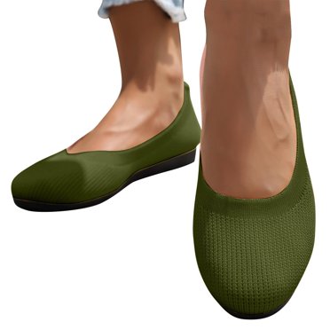 Cameland Chaussures de Travail Décontractées Plates pour Femmes, Grande Taille, Nouvelles, Tricot Volant, Bout Rond, Décolleté Léger, Rétro, à Couleurs Contrastées, à Enfiler