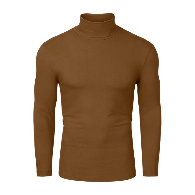 INSPIRE CHIC Men's Pullover Turtle Neck Long Sleeves Stretchy Slim Fit Tops