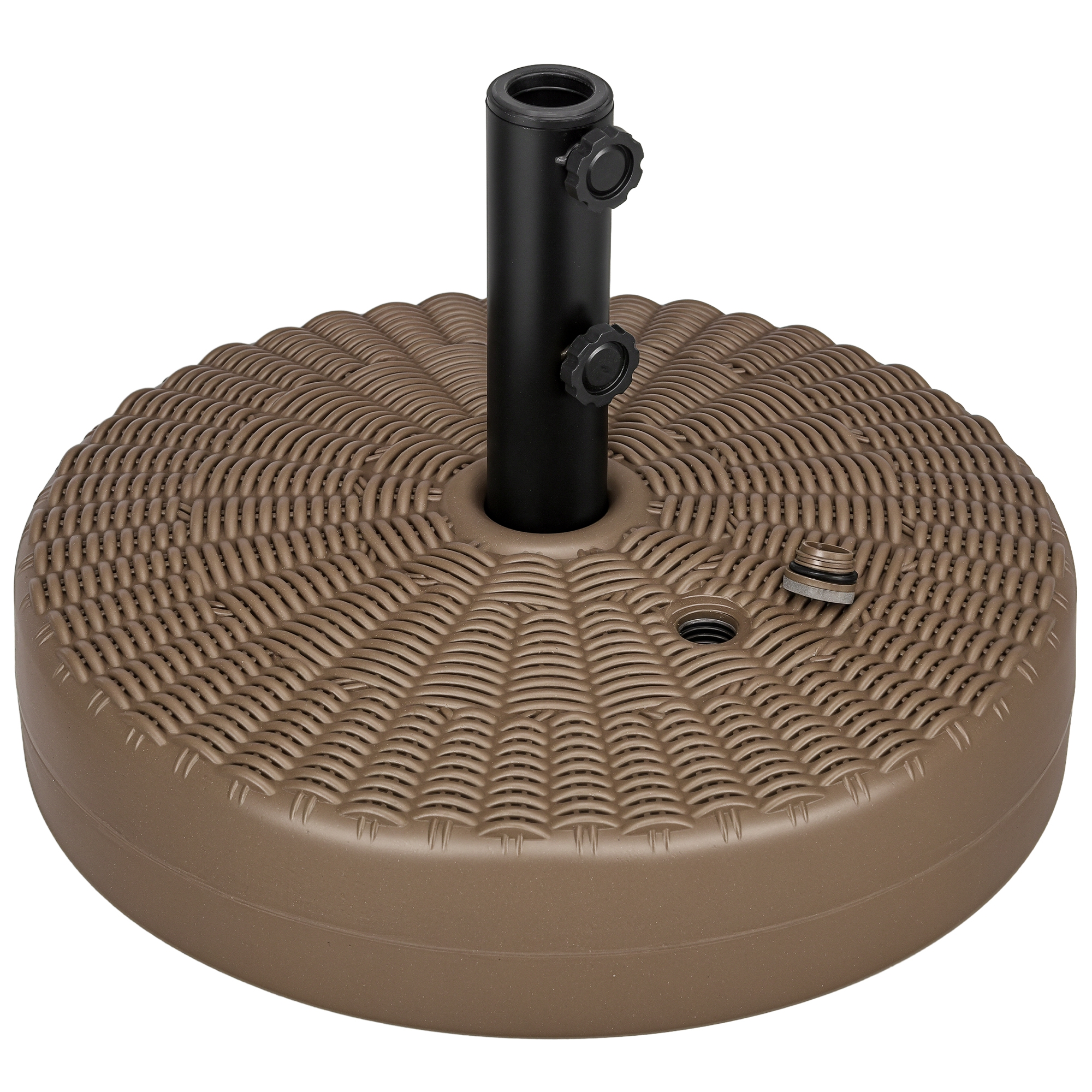 Outsunny Base de Parasol de Patio 64 Lb, Support de Parasol Remplissable, Brun