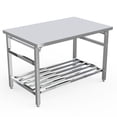 thumbnail image 1 of YUSAZENS Folding Double Layer Stainless Steel Workbench, 48 x 30 x 31.5 Inch Heavy Duty Portable Workshop Utility Work Table, 1 of 7