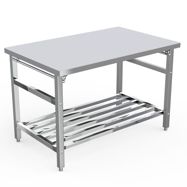 Stainless Steel Table for Prep & Work ,24 x 60 inches Commercial Folding Heavy Duty Stainless Steel Prep Table with Adjustable Undershelf