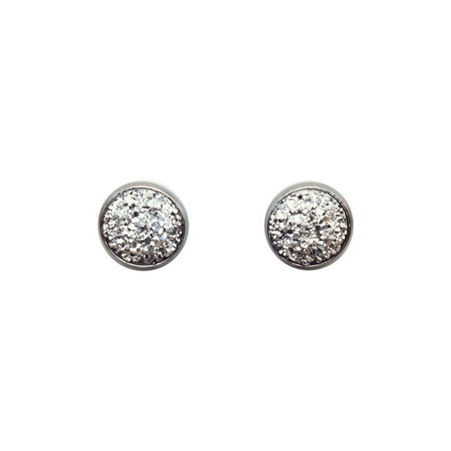 Boucles d'Oreilles 12mm Druzy Étoiles Boucles d'Oreilles en Acier Inoxydable Forme Ronde Robuste Boho Percées Bijoux Élégants pour Femmes Filles Type17 17