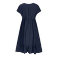 thumbnail image 4 of Offres jusqu'à 70 % de Rabais! Hauts d'Été pour Femmes 2024 Grande Taille Robes de Mode Manches Courtes Col en V Cordon Décontracté à Volants Robe Trapèze Courte Cadeau pour Femmes en Solde, 4 of 9