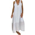 thumbnail image 2 of Pisexur Robe Sans Manches à Col en V pour Femme Mode Été Décontractée Robe Sans Manches à Col en V à Bretelles en Dentelle Robe Unie Robe pour Femme, 2 of 8