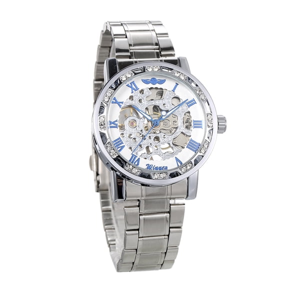 WINNER Winner S1089-2 Men's Luxury Retro Mechanical Watch with Stainless Steel Band, White Dial, and Water-Resistant Design