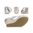 thumbnail image 2 of BLISSFUL STEP Chaussures pour Femmes à Plateforme Compensée à Brides Croisées Clous Tige en Tissu Sandales à Talons à Bout Ouvert Argent 7, 2 of 5