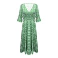 thumbnail image 4 of WTXUE Robes d'Été pour Femmes 2024, Robe Décontractée Longue à Col en V Ample et Polyvalente pour le Printemps et l'Été pour Femmes, Robe de Plage, Robe Florale pour Femmes, Robe Verte (Vert G), 4 of 4