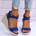 thumbnail image 2 of Espadrilles Compensées pour Femmes Plateforme Bride Croisée Boucle Cheville Bout Ouvert Sandales d'Été, 2 of 7