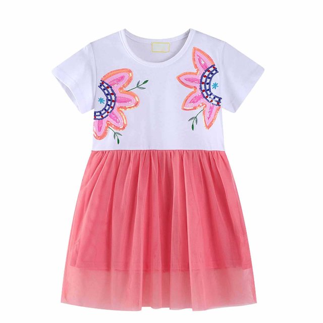 MIASHUI Robe d'Été à Fleurs pour Fille, Manches Courtes, Boho, Tout-Petit Enfant, Robes Décontractées, Blanc, 5-6 Ans