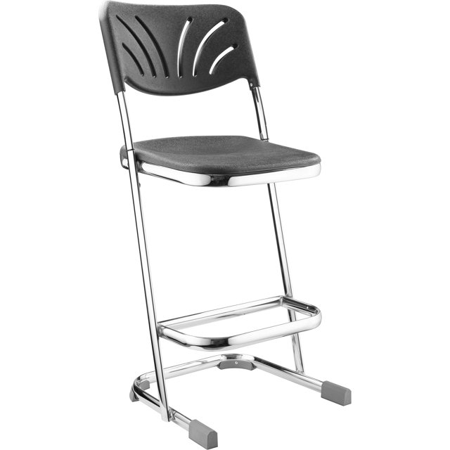 NPS 6600 Series 24" Modern Plastic Elephant Z-Stool with Backrest in Black