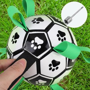Dog Soccer Ball Indoor-Outdoor Interactive Dog Toy With Easy Grab Tabs Fun Toys Ball