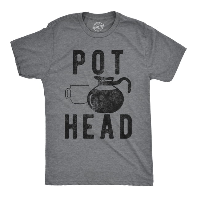 Mens Pot Head T Shirt Funny Coffee Tee for Guys Caffeine Addicted Sarcastic Cool (Dark Heather Grey) - M