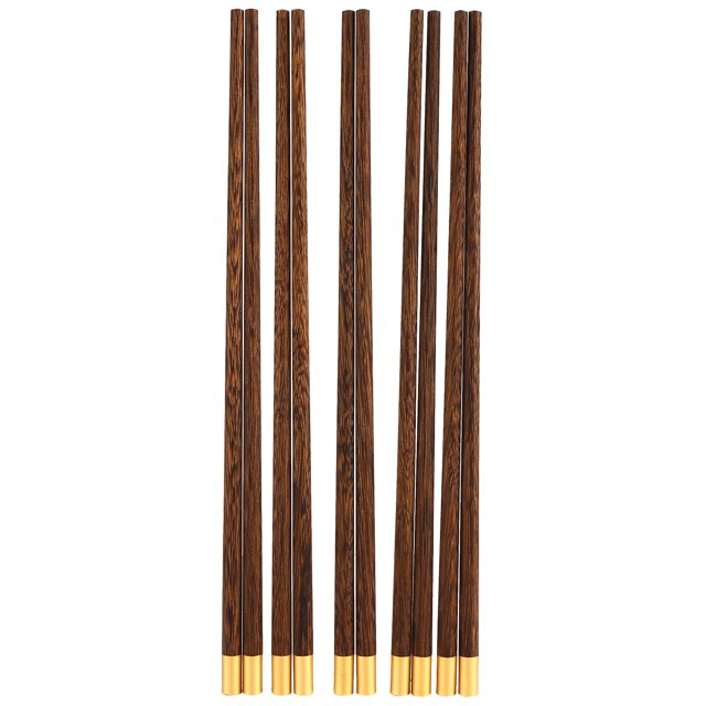 Lightweight Wooden Tableware, Durable 5 Pairs Chinese Style Chopsticks, For Home Customers, Friends Kitchen Accessory No Lacquer, No Wax Wenge