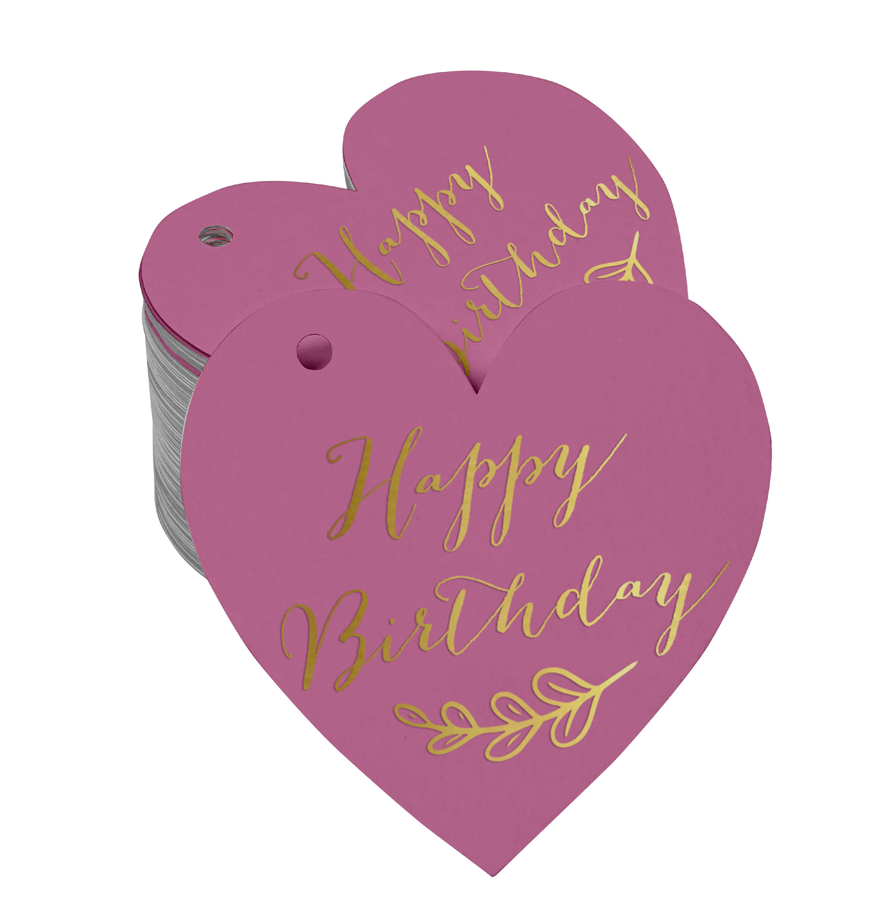 Inkdotpot 100 Pack Real Gold Foil Paper Tag Happy Birthday Favor Hang Tag