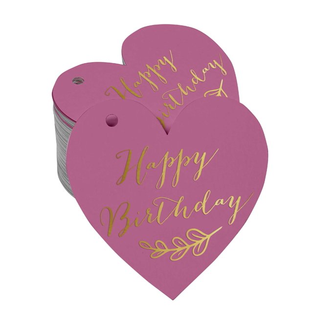 Inkdotpot Real Gold Foil Happy Birthday Tag Favor Hang Paper Tag 50 Pieces