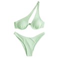 thumbnail image 2 of Cameland Ladies' Sexy Split Shoulder Steel Support Bikini Solid Color Two-piece Swimsuit, 2 of 6