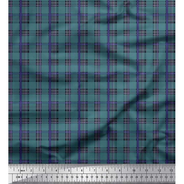 Soimoi Georgette Viscose Fabric Plaid Check Print Sewing Fabric Yard 42 Inch Wide