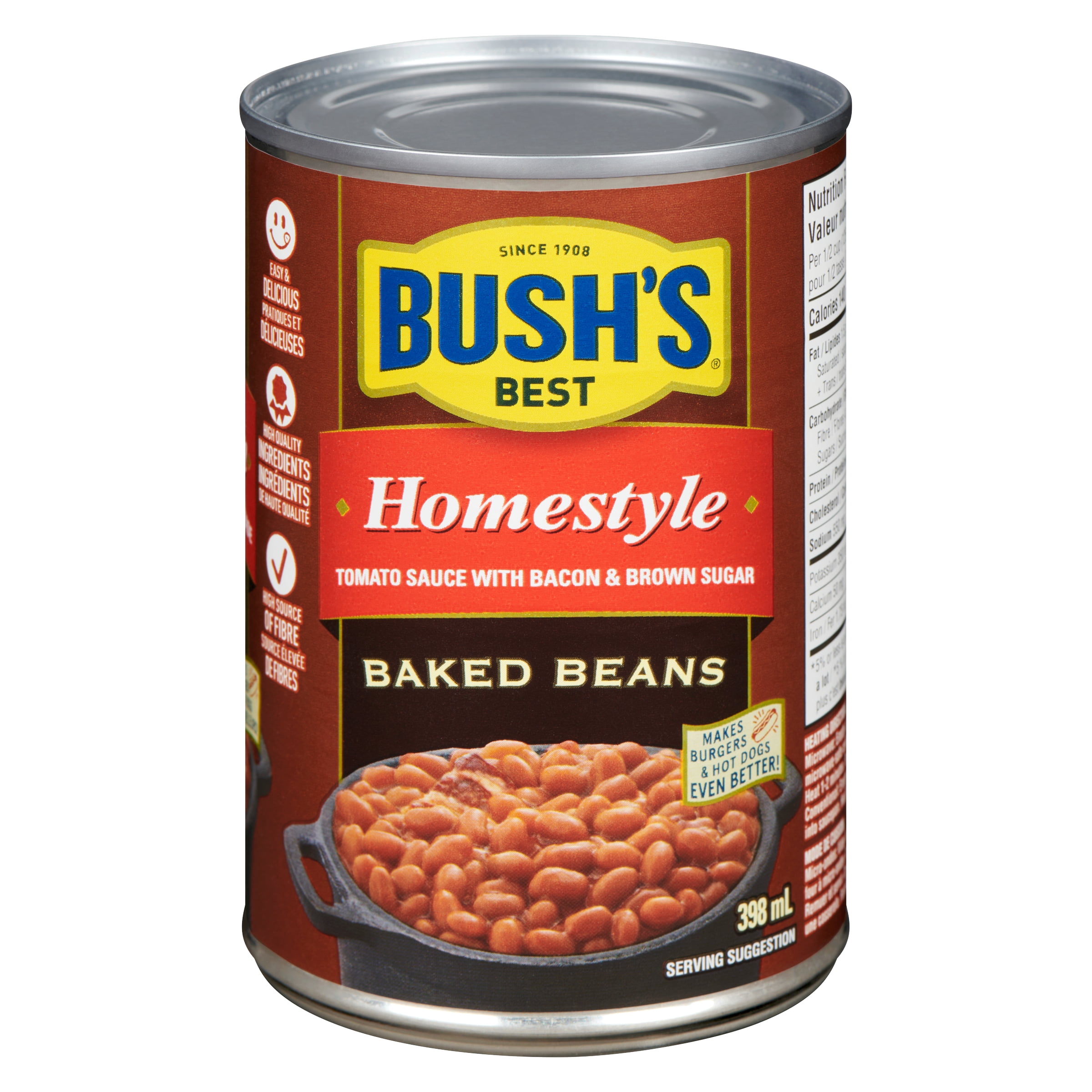 BUSH'S® Fèves au Four Recette Maison en Sauce Tomate avec Bacon et Cassonade, 398mL