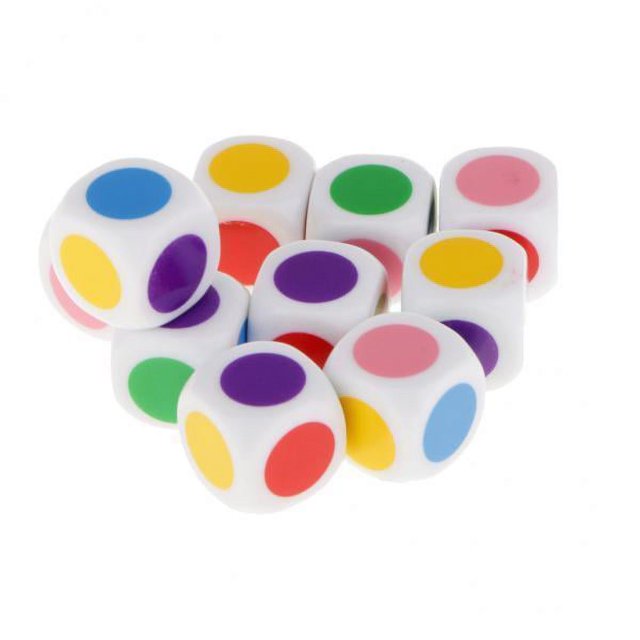 Bunblic 6xKids Board Game Dice 6 Colors Dices Table Games Educational Toy 6 Pcs