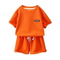thumbnail image 1 of Économies d'Été! HVOBTTY Ensemble Décontracté 2 Pcs à Manches Courtes pour Filles, Ensemble d'Été pour Fille Col Rond Manches Courtes Shorts Ample Décontracté Ensemble 2 Pcs Orange, 1 An, 1 of 2