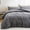 Dark Gray, variant on Winter Warm Fluffy Striped King Duvet Cover Set Cream White Shaggy Faux Fur Striped Bedding Set with Pillowcase Plush Fuzzy Comforter Cover Set