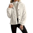 thumbnail image 1 of Breezora Women's Reversible Fleece Coat Winter Warm Stand Collar Button Down Twisted Design Jacket XXL Size White, 1 of 9