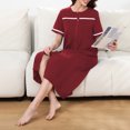thumbnail image 4 of Chemise de Nuit pour Femmes, Robe de Nuit Décontractée à Manches Courtes avec Col Rabattu, Robe de Sommeil Douce pour la Maison, le Salon et le Lit, 4 of 9
