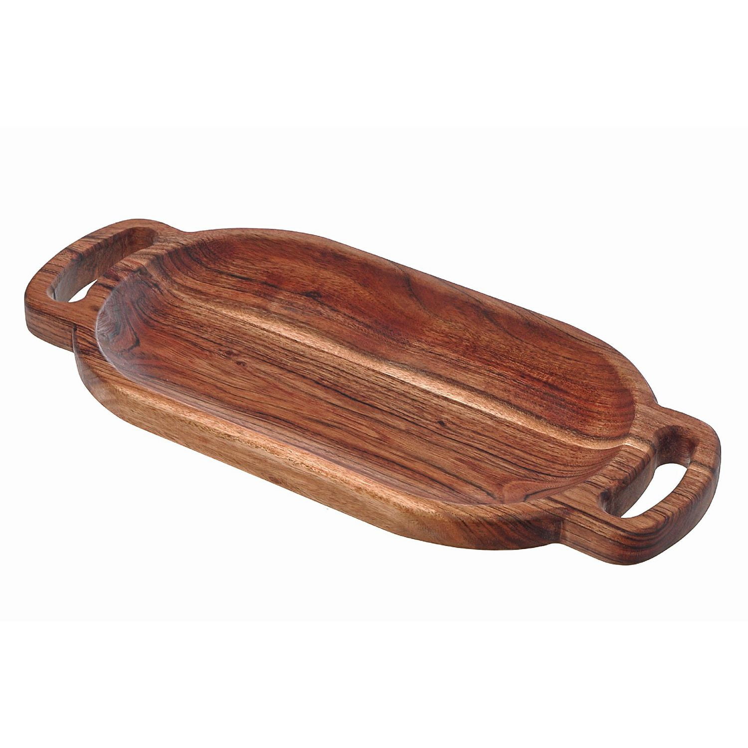 IH Casa Decor Acacia Bois De Service Ovale Avec Double Poignée