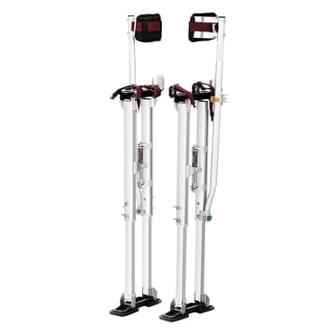 VEVOR Pilots de Cloison Sèche, Pilots d'Outil en Aluminium Réglables 36 Pieds'-50 Pieds', avec Genouillères de Protection, Pilots de Travail Durables et Antidérapants pour Peinture sur Tôle, Marche, Ruban, Argent
