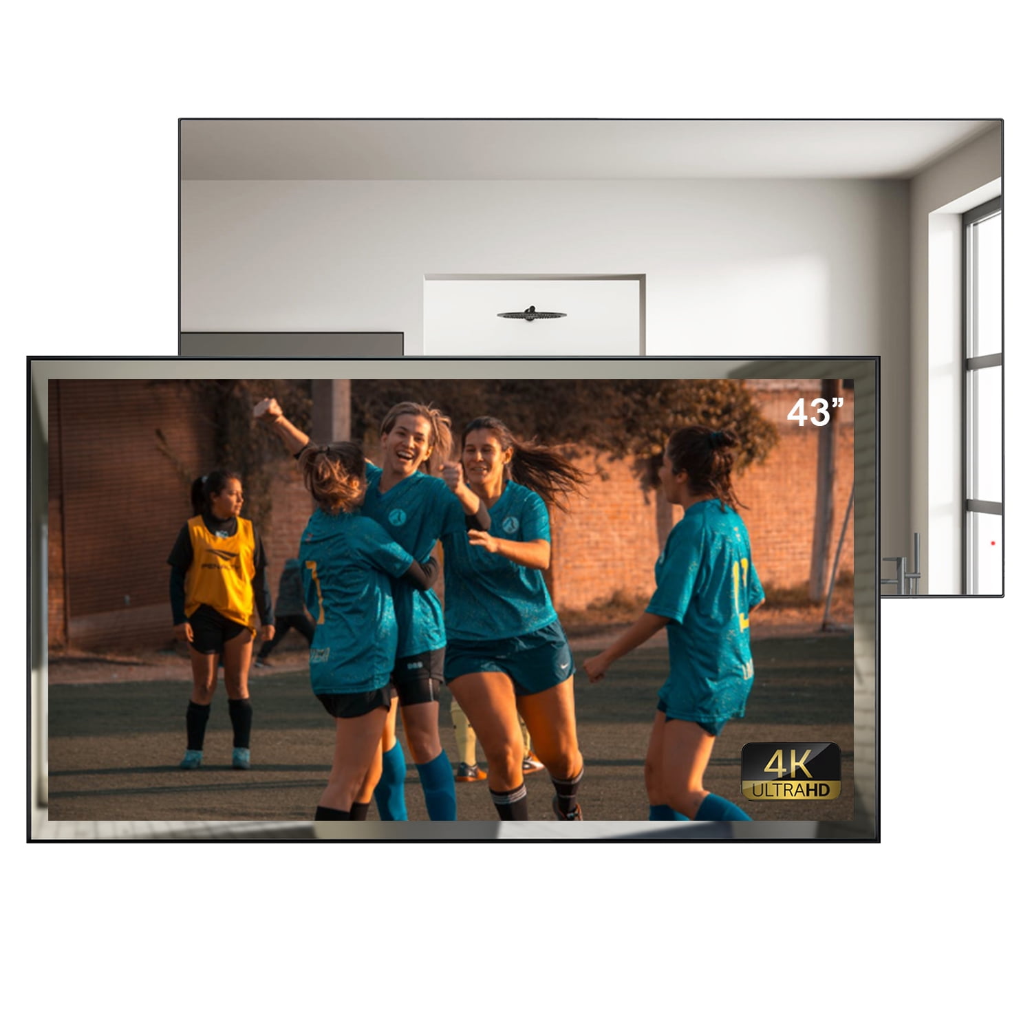 Elecsung 43 inches webOS Smart Mirror LED TV 4K UHD Bathroom WiFi Bluetooth ATSC Waterproof Built-in Voice Control New Model