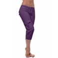 thumbnail image 3 of Moxiu Capris Cargo pour Femmes avec Multiples Poches Été Taille Mi-Haute Pantalon Jogger Grande Taille Extensible Tactique Tavel Randonnée Pantalon Court Violet,P, 3 of 7