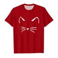 thumbnail image 2 of BYHONG T-Shirt à Manches Courtes à Imprimés de Chat pour Tout-Petits Garçons Filles, Hauts Vêtements Enfants Filles, Tunique Décontractée à Col Rond, Rouge 110, 2 of 5