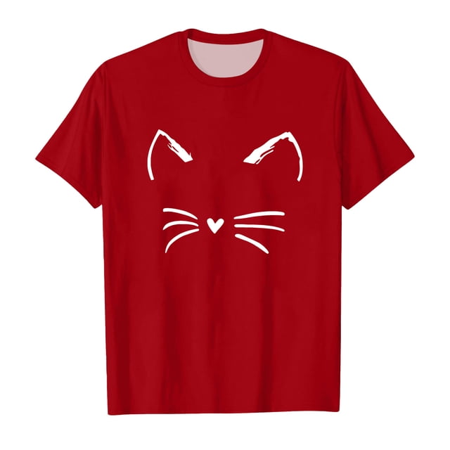 PMVFHDE T-Shirt Adorable pour Enfants à Imprimé de Dessins Animés, Manches Courtes, Col Rond, Tee pour Garçons et Filles, Mignon, Tenue Décontractée, Doux et Confortable, Haut de Tous les Jours, Rouge-B, 6-7 Ans