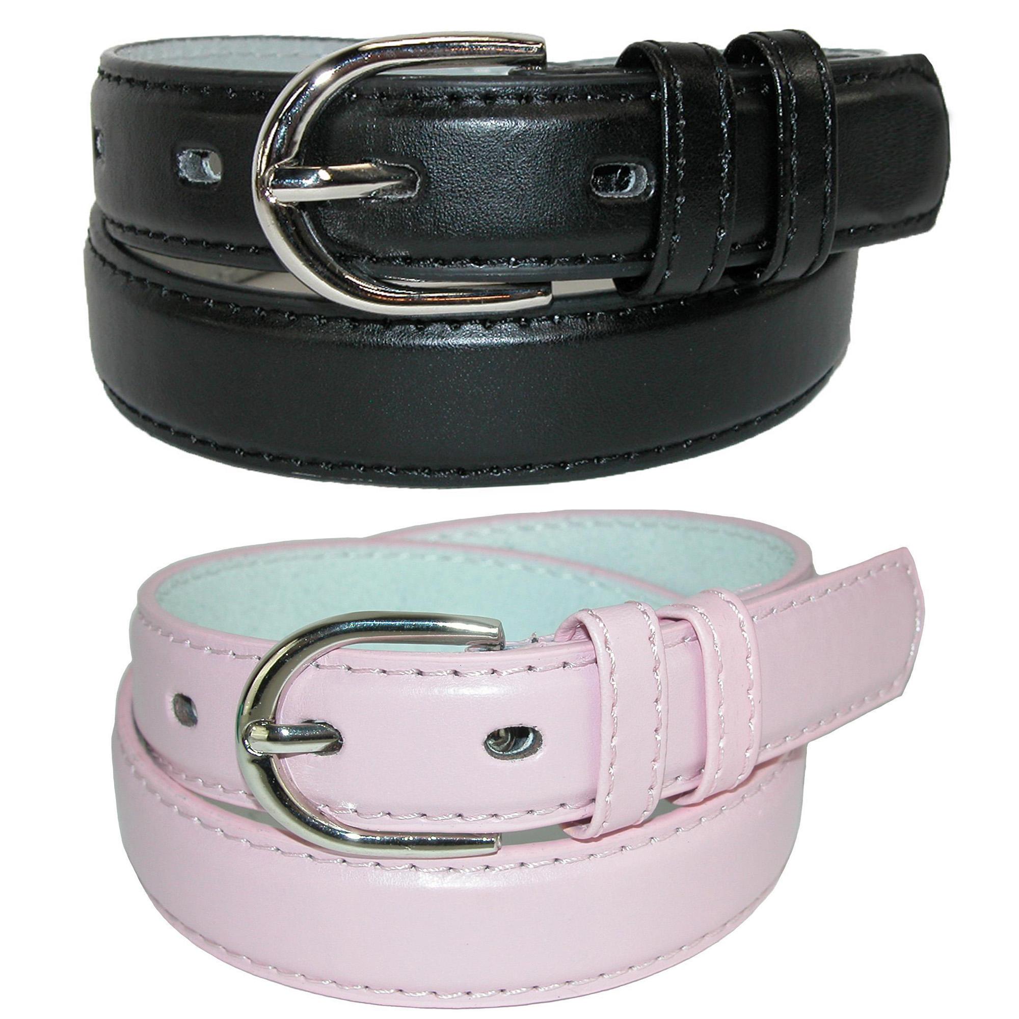 CTM® Ceinture Habillée en Cuir de Base pour Enfant (Lot de 2 Couleurs)