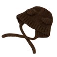 thumbnail image 1 of Ear Protection Lace-up Winter Hat Women Solid Color Bear Ear Decor Knitted Hat Daily Accessories, 1 of 10