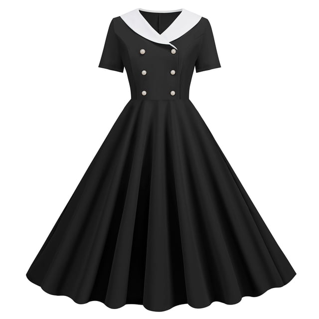 B91xZ Robes de Travail pour Femmes Décontractées Col en V Profond Manches Courtes Longue Robe de Soirée Maxi Robes de Mariage, Noir G
