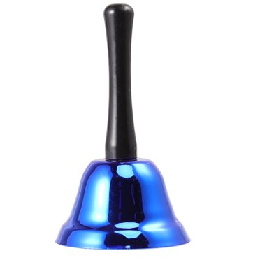 KAKOWELY 1Pc Metal Hand Bell Toy Portable Durable Handbell Hand Percussion Bells Musical Instrument Toy Blue,2.95"X2.95"X5.12"