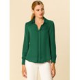 thumbnail image 3 of INSPIRE CHIC Blouse Élégante pour Femme, Unie, Col en V, Satin Lisse, Manches Longues, 3 of 4