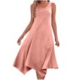 thumbnail image 2 of EQWLJWE Robes Maxi Fluides pour Femmes à Fleurs, Robes Mini Bohèmes à Volants pour Femmes, Robe Décontractée Ample Sans Manches à Col Rond, Ligne A, Ourlet Irrégulier, Robe de Soirée à Fleurs Évasée, Robe d'Été de Plage, 2 of 8