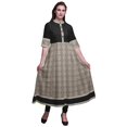 thumbnail image 1 of Bimba Kurtis Indiennes Grises à Losanges et Triangles Géométriques pour Femmes, Kurti Anarkali Imprimée en Ligne A, Robe Ethnique Décontractée - Très Petit, 1 of 5